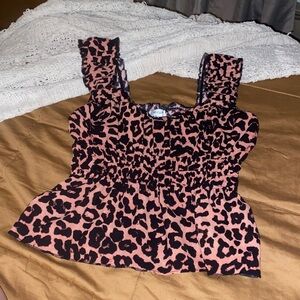 Persaya Black and Pink Leopard Blouse